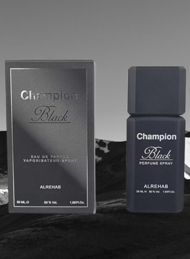 Alrehab 2 Pieces Champion Black Perfume 50ml EDP - Image 2