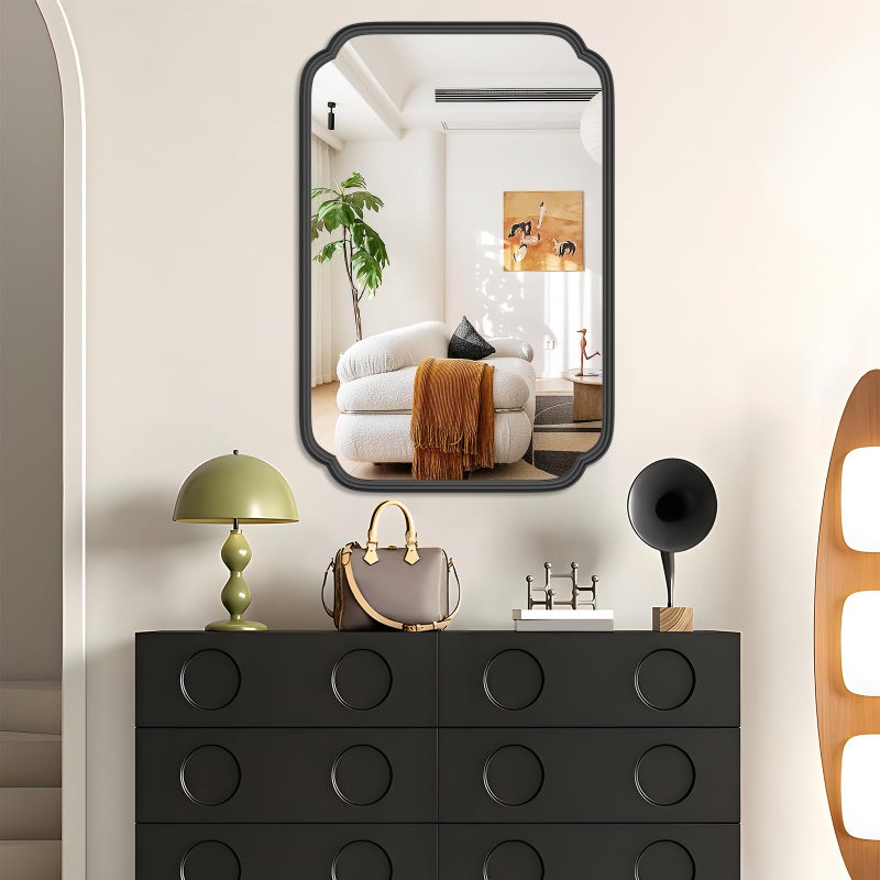Ferytange Black Bathroom Mirror for Over Sink 20" x 30" Modern Rounded Rectangle Bathroom Vanity Mirror with Metal Framed Wall Mounted Decorative Mirror (Horizontal/Vertical) - Image 3