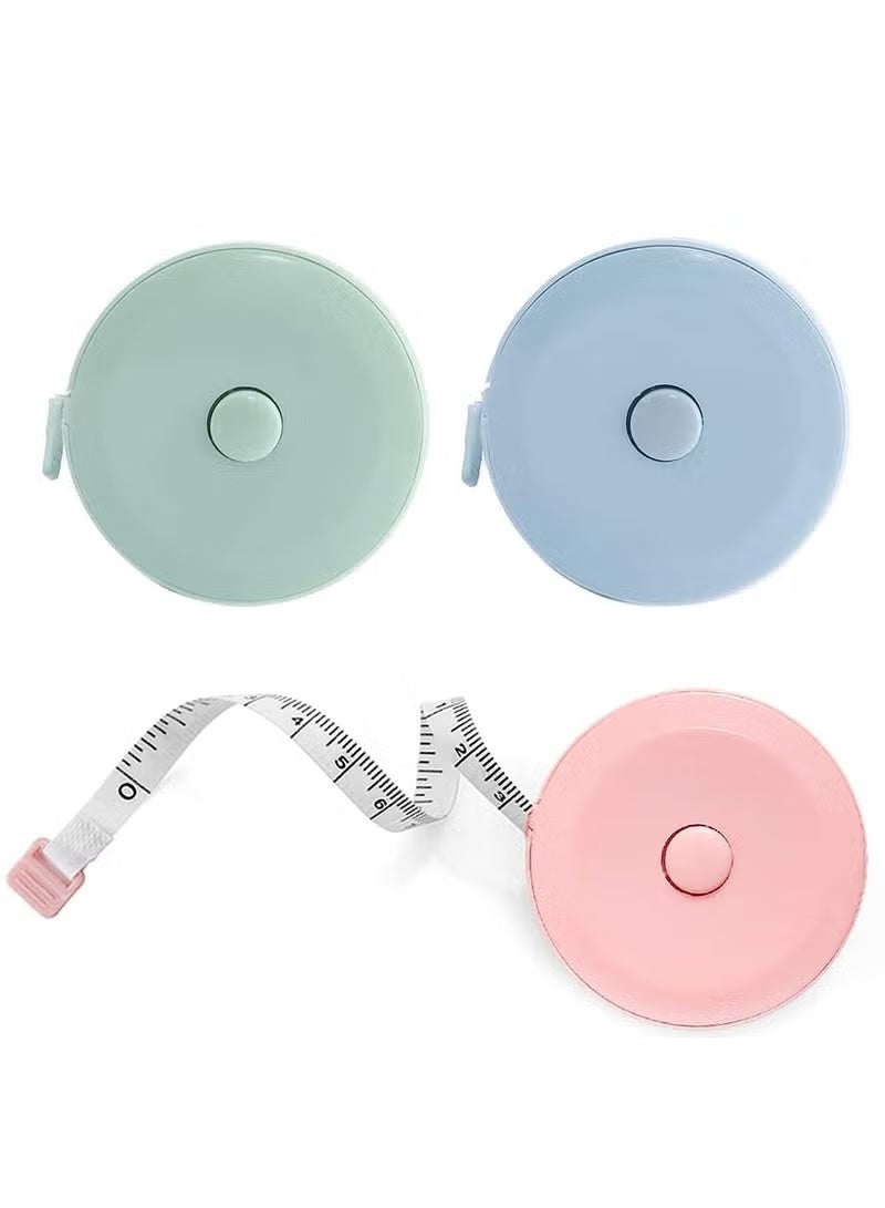 Mini Retractable Tape Measure(3 Packs) , Flexible, Pocket Size, Dual Sided, 150CM Tailor Measuring Tapes for Body Measurement Weight Loss Cloth Knitting Craft - Image 1