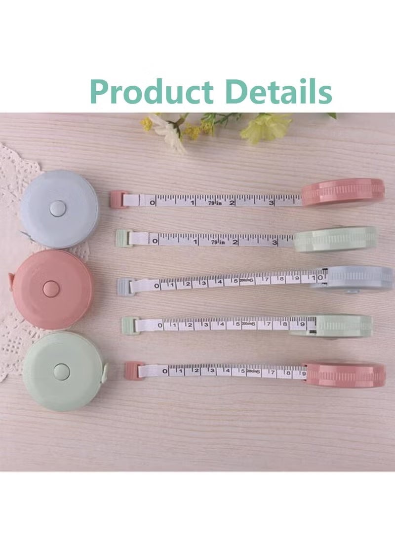 Mini Retractable Tape Measure(3 Packs) , Flexible, Pocket Size, Dual Sided, 150CM Tailor Measuring Tapes for Body Measurement Weight Loss Cloth Knitting Craft - Image 2