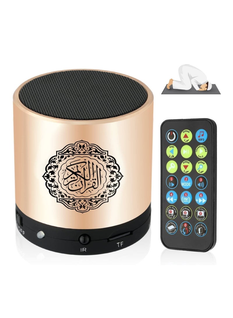 ELTRAZONE Remote Control Speaker Portable Quran Speaker MP3 Player 8GB TF FM Quran Koran Translator USB Rechargeable Speaker-Glod - Image 2