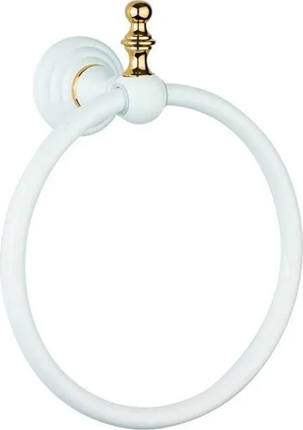 Saray Banyo Saray Bathroom White Gold Brass Circle Towel Holder