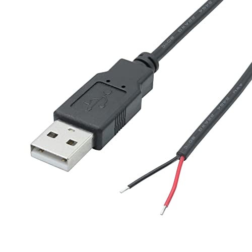Maixbomr 2Pcs Short USB 2.0 Male 2 Pin Bare Wire 30cm/11.8in, USB A 5V/3A Pigtail Open End Power Cable,for USB Equipment Installed or Replace Repair DIY Cable - Image 2