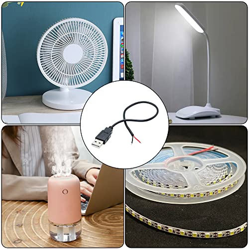 Maixbomr 2Pcs Short USB 2.0 Male 2 Pin Bare Wire 30cm/11.8in, USB A 5V/3A Pigtail Open End Power Cable,for USB Equipment Installed or Replace Repair DIY Cable - Image 5