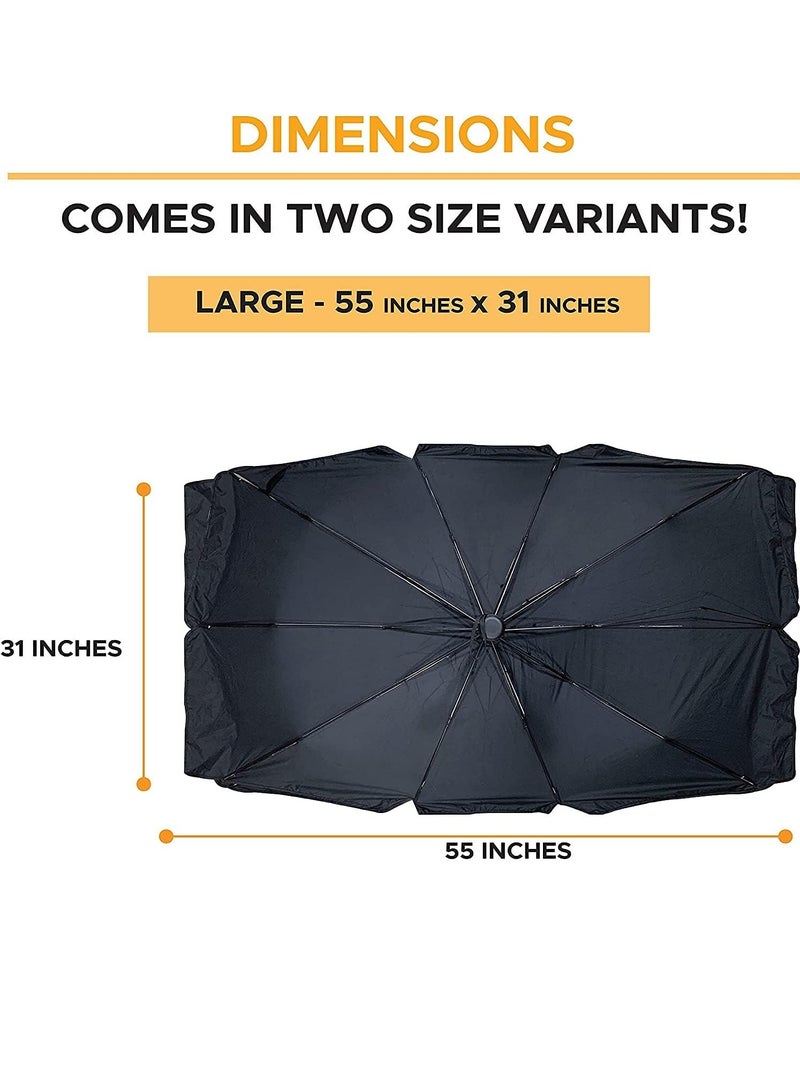 ELTRAZONE Car Windshield Sunshade | Foldable Reflector Umbrella Sunshade for Cars, Blocks UV Rays Sun Visor Protector Sunshade to Keep Your Vehicle Cool and Damage Free - Image 3