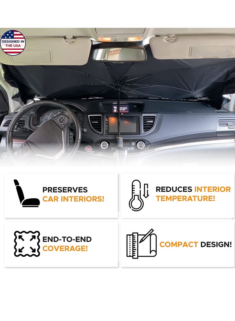 ELTRAZONE Car Windshield Sunshade | Foldable Reflector Umbrella Sunshade for Cars, Blocks UV Rays Sun Visor Protector Sunshade to Keep Your Vehicle Cool and Damage Free - Image 2
