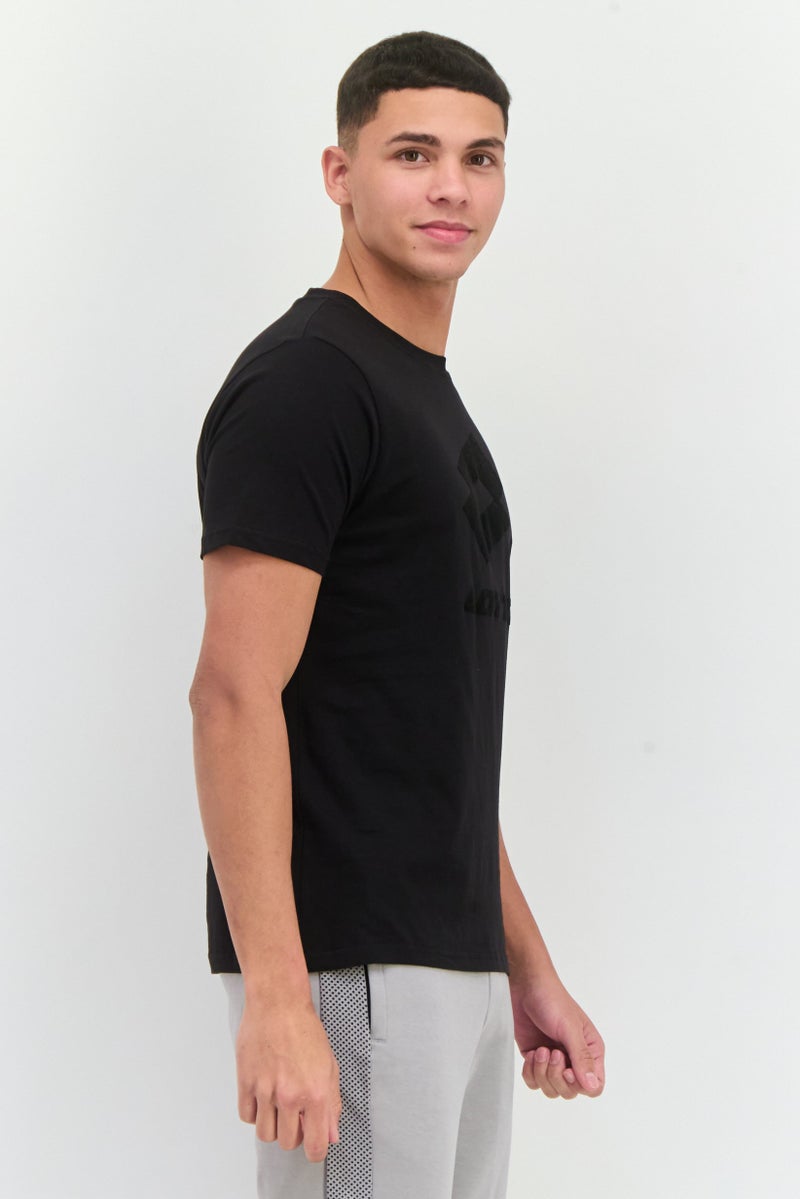 LOTTO Men Sportswear Fit Short Sleeves Outdoor T-Shirt, Black - Image 2