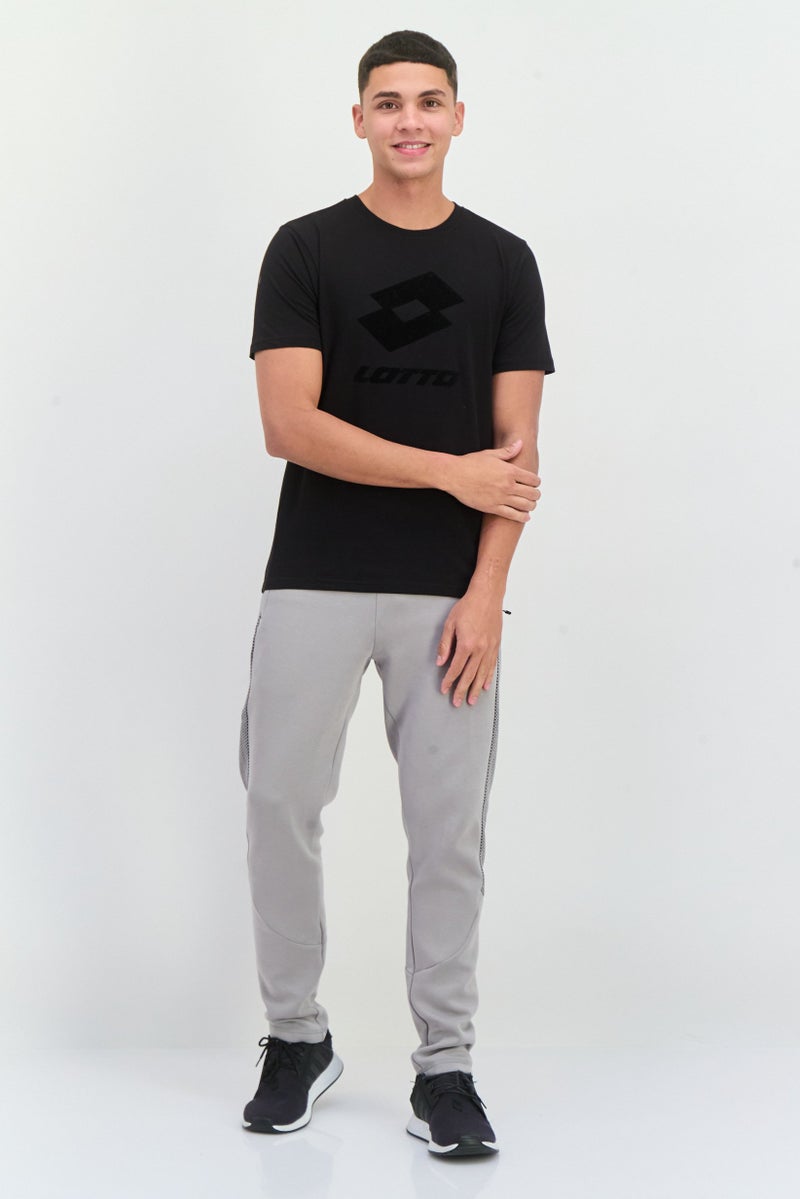 LOTTO Men Sportswear Fit Short Sleeves Outdoor T-Shirt, Black - Image 4