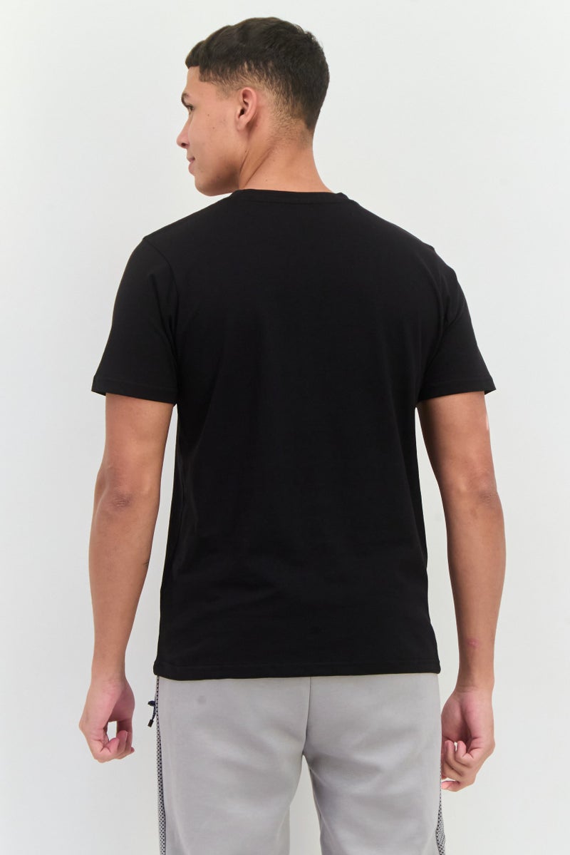 LOTTO Men Sportswear Fit Short Sleeves Outdoor T-Shirt, Black - Image 3