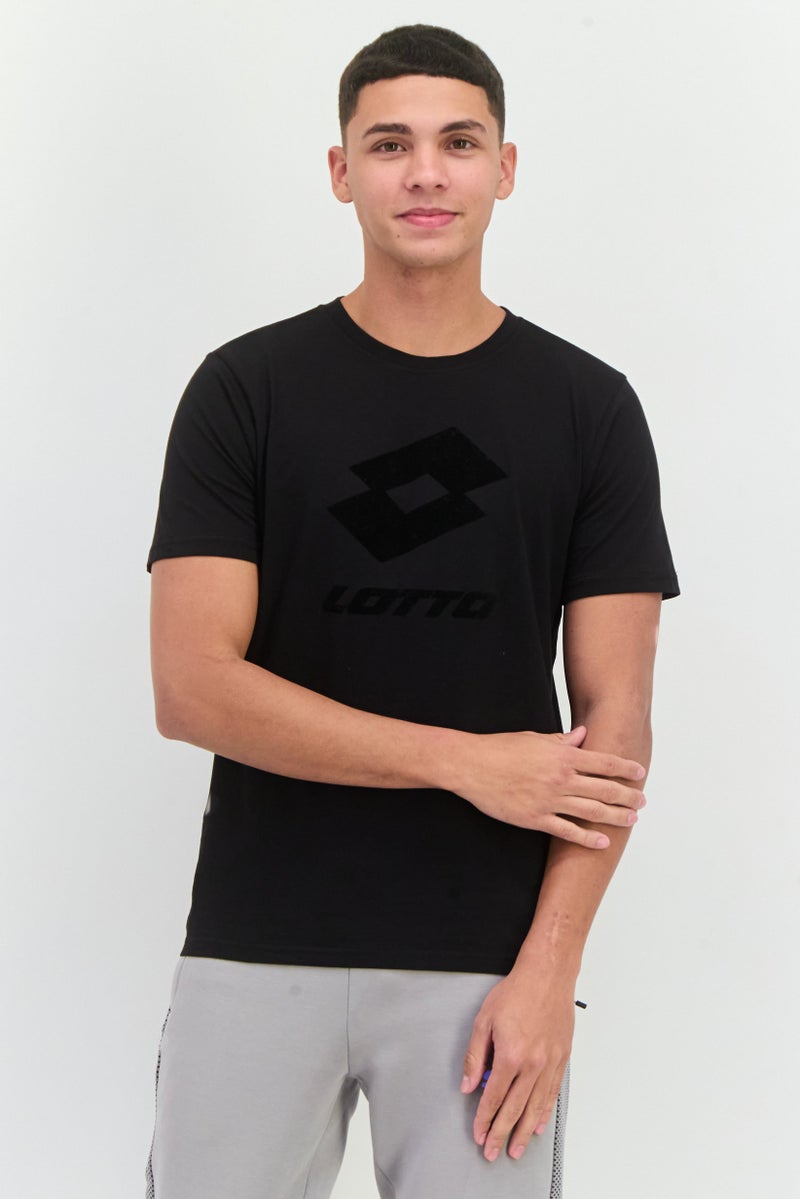 LOTTO Men Sportswear Fit Short Sleeves Outdoor T-Shirt, Black - Image 1