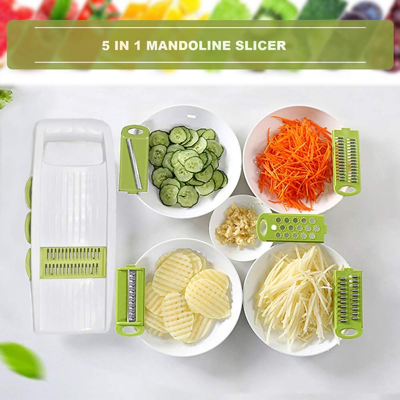 NACOLUS NACOLUS 5 in 1 Mandoline Slicer Vegetable Slicer Mandolin Multi Blade Potato Veggie Slicer Vegetable Cutter Julienne Shredder Potato Slicer Green  - Image 3
