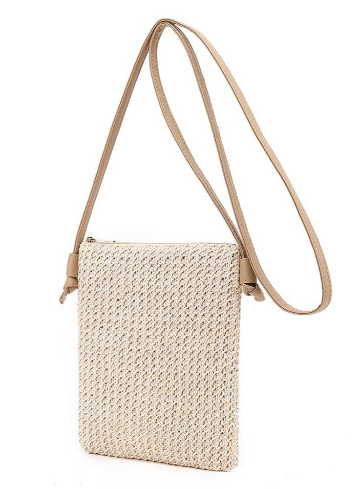 Excefore Straw Shoulder Bag Straw Clutch Straw Crossbody Bag Casual Summer Beach Straw Handmade Bag for Women Envelope Purse Wallet - Image 1