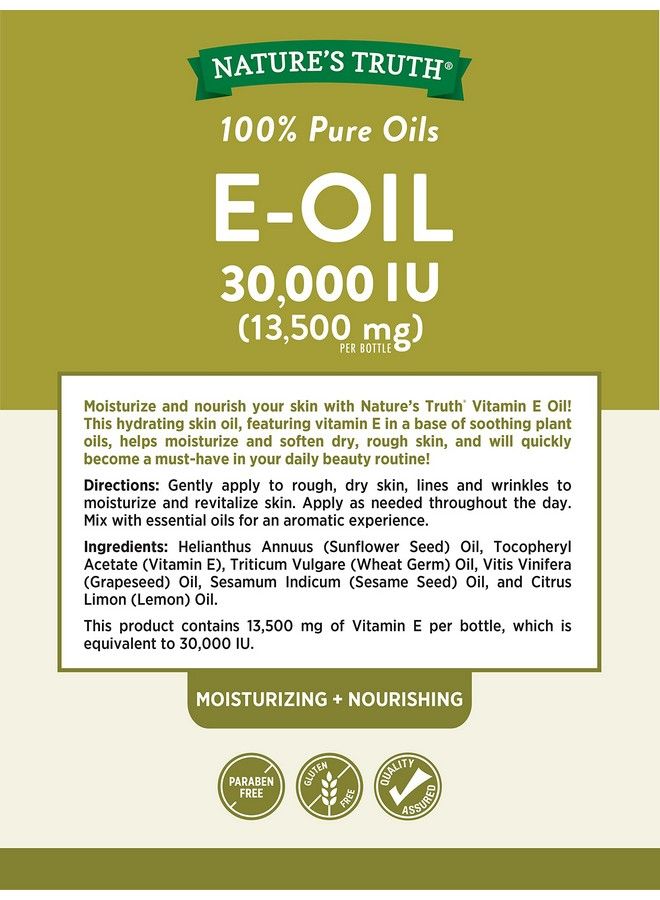 Nature's Truth Vitamin E Oil For Skin 30000 Iu | 100% Pure | 4 Oz | Lemon Scented | Gc/Ms Tested - Image 3