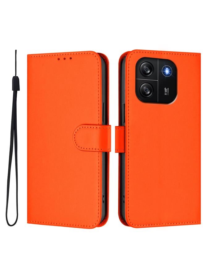 اس-توب جراب لهاتف Blackview Wave 6C مصنوع من الجلد بلون سادة مع حبل تعليق - Image 2