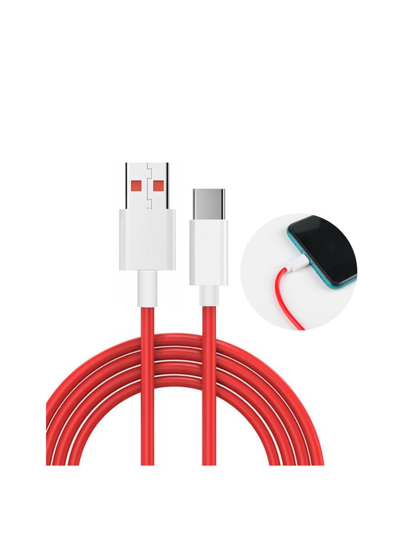 كابل شحن 7.3A USB Type C Warp Charge SuperVooc سريع الشحن متوافق مع Oneplus 14 13 12 12R 11 10 Pro 9 10T Open 9R 10R 8T 8 7T 7 6 6T Nord N20 SE N10 N300 CE 2 Lite 2T N100 N200 ، 3.3 قدم - Image 1
