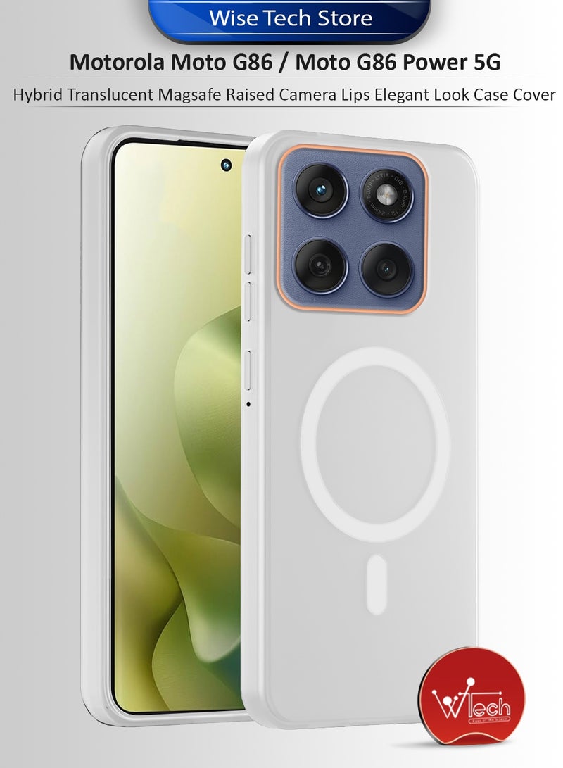 Wtech Motorola Moto G86 / Moto G86 Power 5G 2025 Hybrid Translucent Magsafe with Magnetic Charging Raised Camera Lips Elegant Look Case Cover (MCMPMN) - White - Image 1