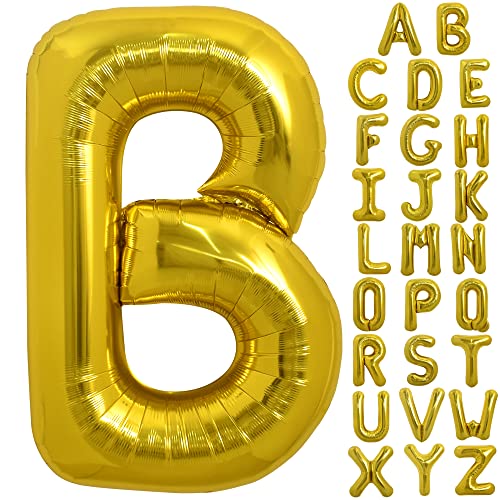 TONIFUL 40 Inch Large Gold Letter B Balloons Helium Filled Foil Mylar Big Balloons for Birthday Party Anniversary Decorations - Image 1