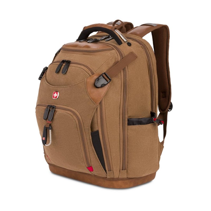 SWISSGEAR حقيبة أدوات سويس جير، تناسب حتى لابتوب بحجم 17 إنش، حقيبة عمل برو، قماش بني - Image 1