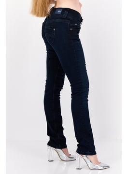 Pepe Jeans Women Straight Fit Solid Stretchable Jeans, Navy  - Image 2