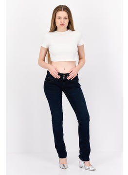 Pepe Jeans Women Straight Fit Solid Stretchable Jeans, Navy  - Image 4