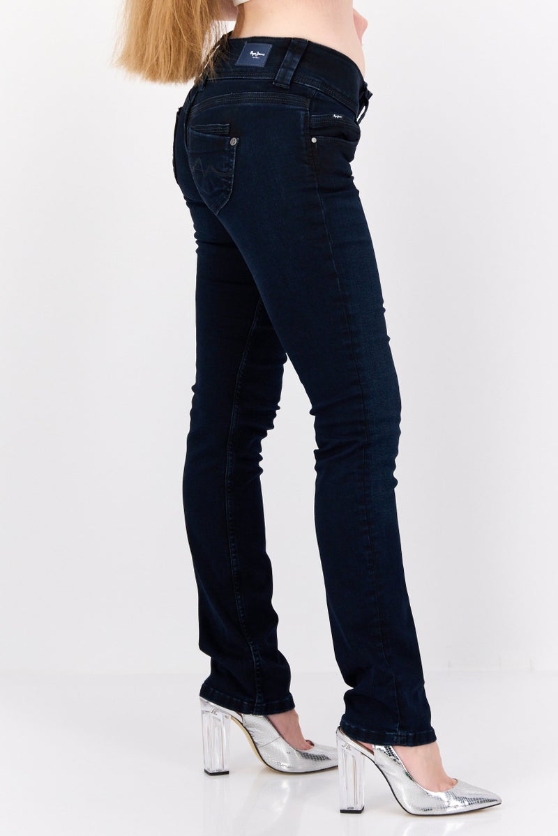 Pepe Jeans Women Straight Fit Solid Stretchable Jeans, Navy - Image 2
