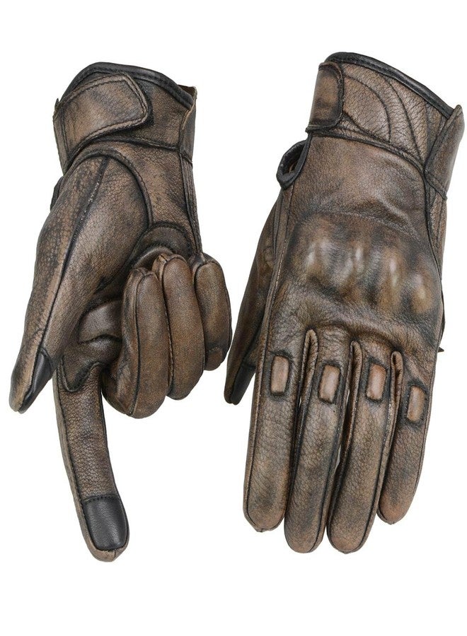 Milwaukee Leather MG7514 Men's Distressed Brown Leather Gloves with Gel Palm and Knuckle Protectors - Large - Image 1