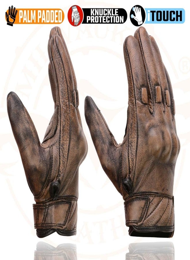 Milwaukee Leather MG7514 Men's Distressed Brown Leather Gloves with Gel Palm and Knuckle Protectors - Large - Image 4