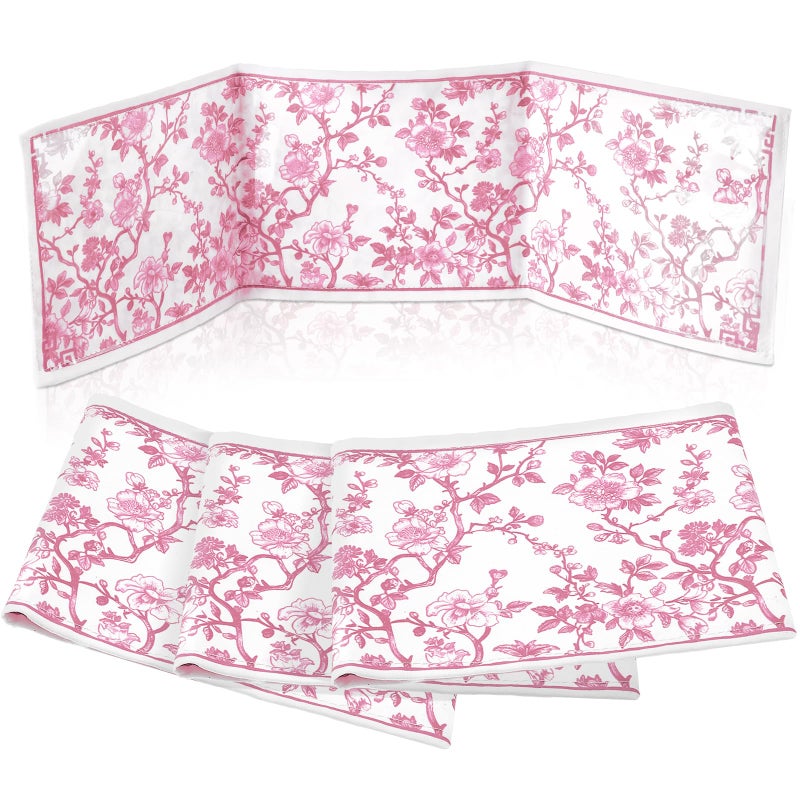 Sonwyoung 4 Pack Chinoiserie Mahjong Card Holder Chinoiserie Print Mahjong Card Sleeve Large Size(6 1/8â€x4 3/4â€) Soft Printed Fabric Scorecard Protector Holder Cover Gifts(Pink) - Image 1