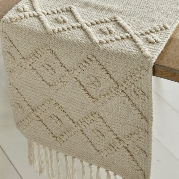 POSHREYA Cotton Table Runner for 4 6 Seater Dining Table|Centre Table|Living Room|Table Dcor|Eating Area|(14*72 INCHES)|TRPS 015, Medium, White - Image 3
