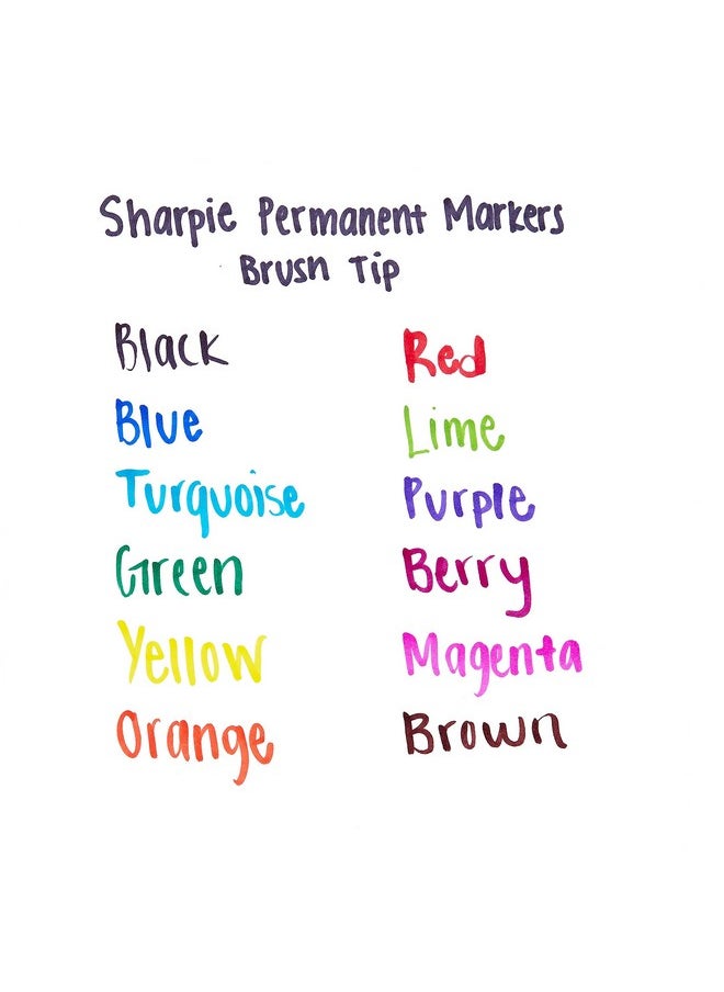 Sharpie Sanford Sharpie 1810704 Permanent Markers, Brush Tip, Assorted, 12 Pack  - Image 4