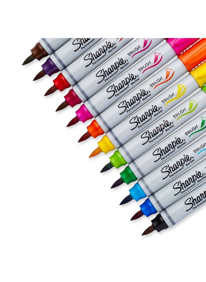 Sharpie Sanford Sharpie 1810704 Permanent Markers, Brush Tip, Assorted, 12 Pack  - Image 3