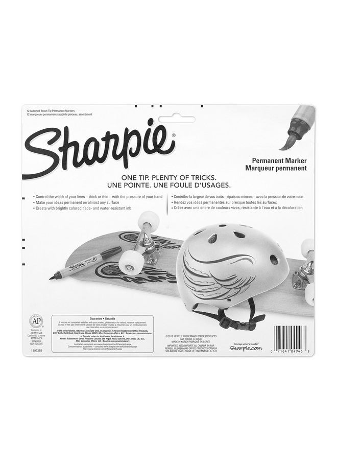 Sharpie Sanford Sharpie 1810704 Permanent Markers, Brush Tip, Assorted, 12 Pack  - Image 5