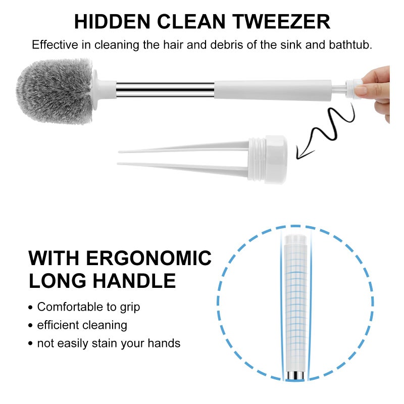 SetSail Toilet Brush, Self Closing Lid Toilet Bowl Brushes Holder and Extra Long Handle Ventilated Toilet Brush Set for Bathroom Cleaning, Nylon Bristles, Pure White - Image 3