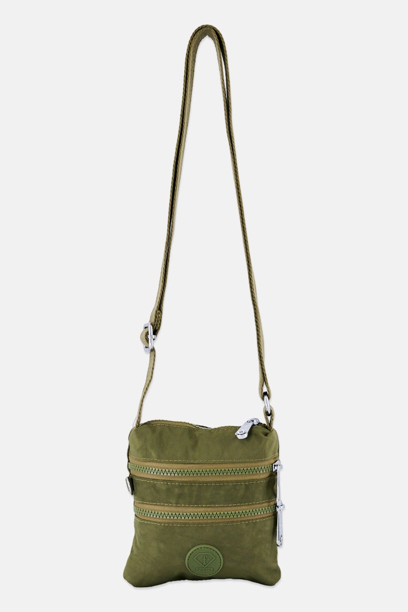 I Love Fashion Women Brand Logo Mini Cross Body Bag, Olive - Image 1