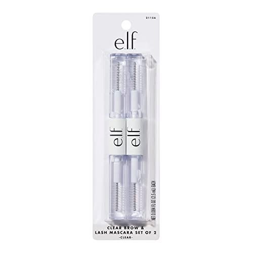 elf ماسكارا الحواجب والرموش الشفافة من elf 2 عبوة - جل شفاف لتكييف الحواجب والرموش للتجميل والتعريف والفصل طويل الأمد نباتي وخالي من القسوة