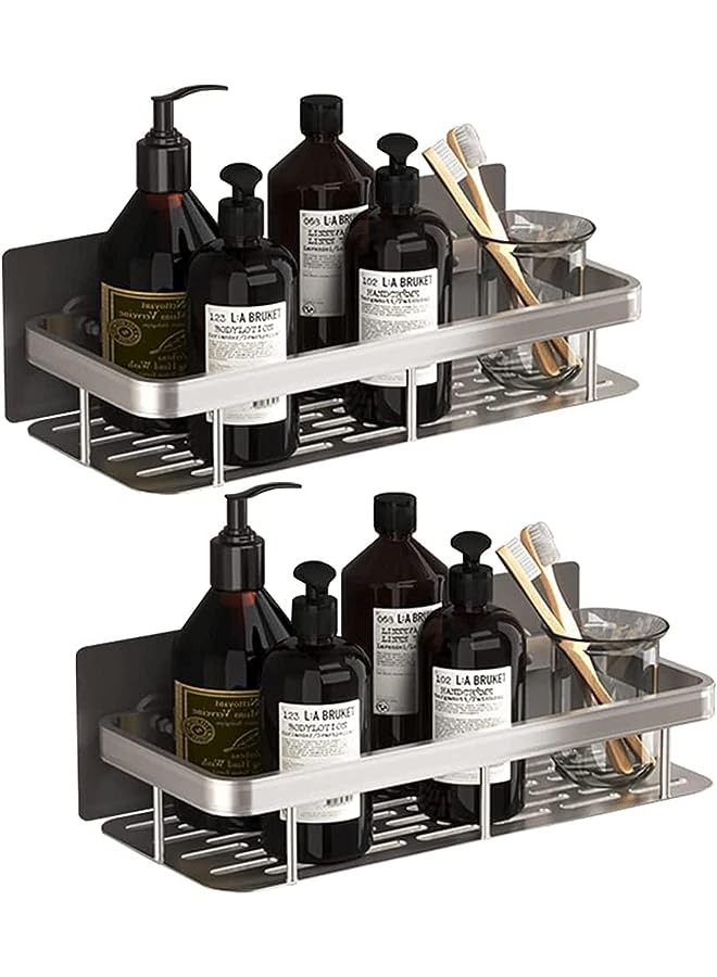 Raxoom Shower Caddy Shelf Basket, Pack of 2, Silver - Image 1