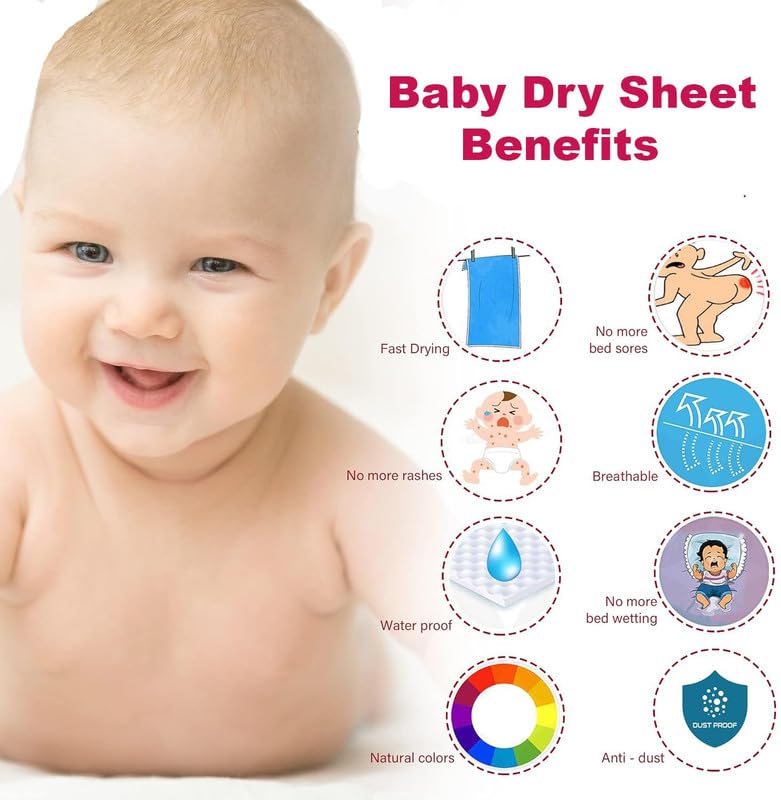 DAGDIYA Baby Dry Sheet - Waterproof, Extra Absorbent, Quick Dry, Anti-Pilling Fleece for Newborns, Toddlers & Infants | Reusable, Soft & Durable | Medium 100x70 cm, Rani Pink - Image 3