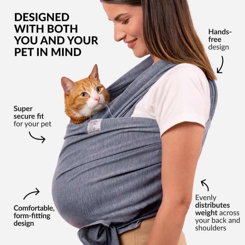 CollarDirect Cat Sling Carrier for Small Pets â€“ Anti-Anxiety Cat Sling, Kitten Pouch â€“ Pet Sling in Gray Black Blue Green Pink Yellow (Gray, Standard) - Image 3