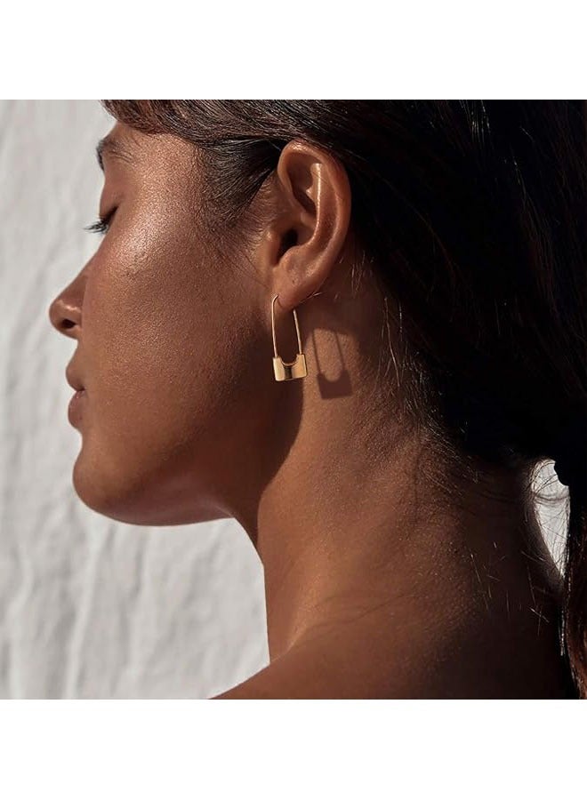 ميفيكو MEVECCO المرأة هاجي أقراط الذهب هوب 14K الذهب شغل صغيرة بسيطة اليدوية هيبوالرجينيك مجوهرات يومية - Image 2