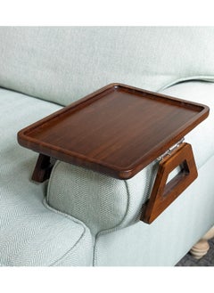 Generic Arm Table Clip On Tray Sofa Table for Wide Couches. Couch Arm Tray Table, Portable Table, TV Table, and Side Tables for Small Spaces. Stable Sofa Arm Table for Eating and Drink Table (Brown).  - Image 1