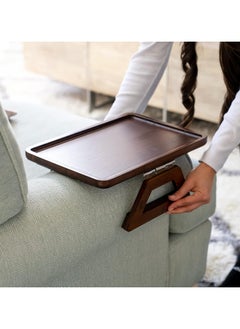 Generic Arm Table Clip On Tray Sofa Table for Wide Couches. Couch Arm Tray Table, Portable Table, TV Table, and Side Tables for Small Spaces. Stable Sofa Arm Table for Eating and Drink Table (Brown).  - Image 3