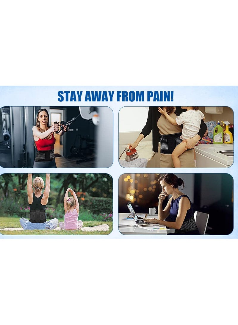 Lower Back Support Brace Belt with 3 Large Stays for Men and Women Sciatica Pain Relief Hole Mesh Double Compression Size M Waist 25.6'' to 37.4'' - Image 5