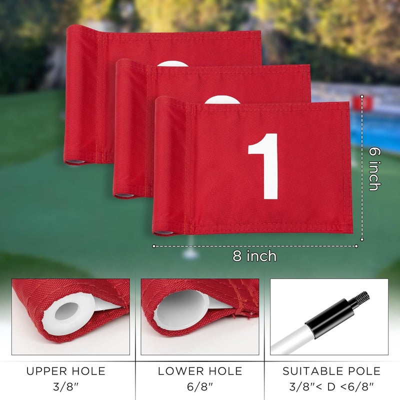 KINGTOP Numbered Golf Flag All 8x6 Inch – Upgraded Dual-Layer 420D Nylon, Double Sided Printing, Tube Inserted – Mini Practice Putting Green Flags for Yard - Image 3