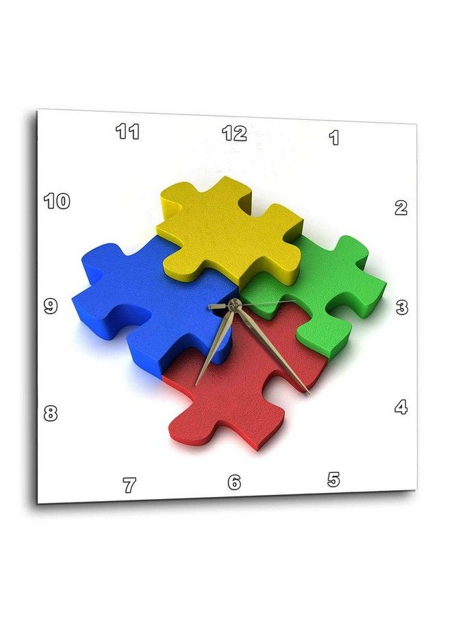3DROSE Colorful Puzzle Design Autism Wall Clock 10 By 10Inch (Dpp_154998_1) - Image 2