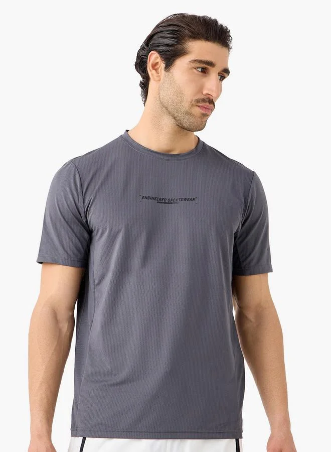 ADOT by Splash Textured Crew Neck T-shirt with Short Sleeves