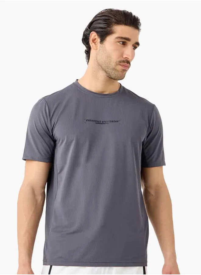 ADOT Textured Crew Neck T-shirt with Short Sleeves