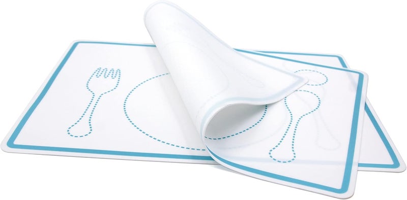 Kiddison Silicone Montessori Placemat for Kids Set of 2 126 x 91 Inches White and Blue - Image 2