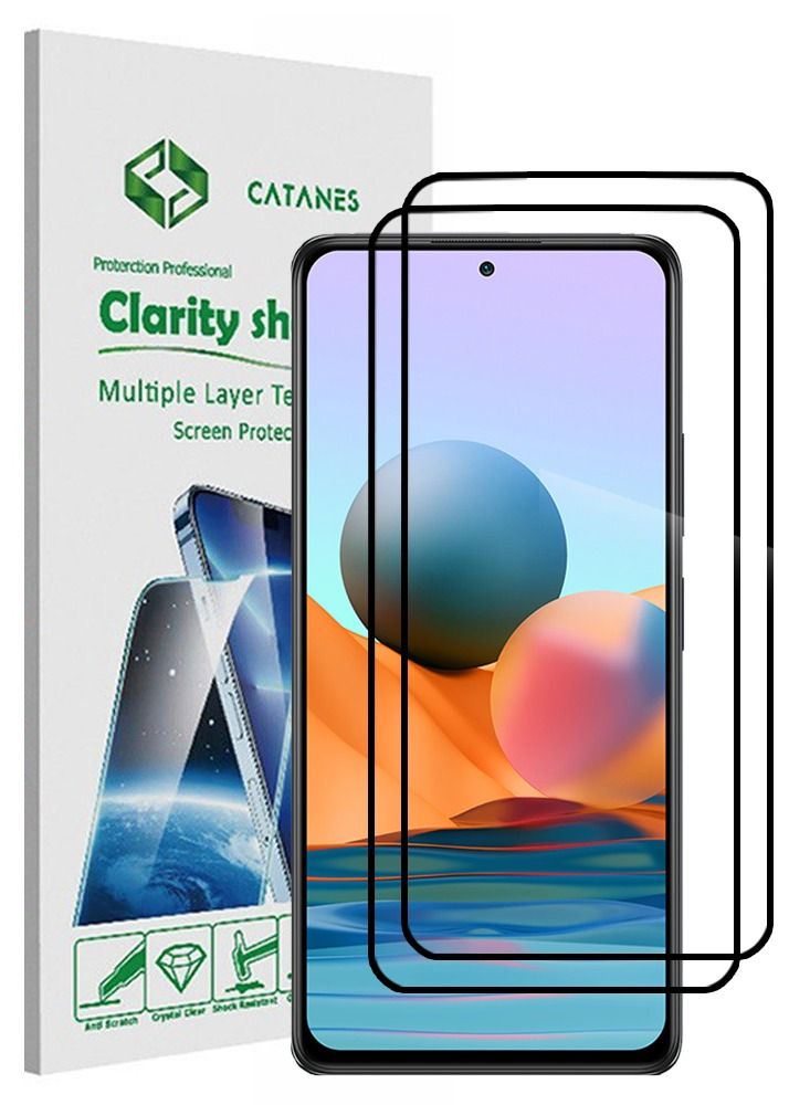 CATANES 2 Pack For Xiaomi Redmi Note 10 Pro Screen Protector Tempered Glass Full Glue Back - Image 1