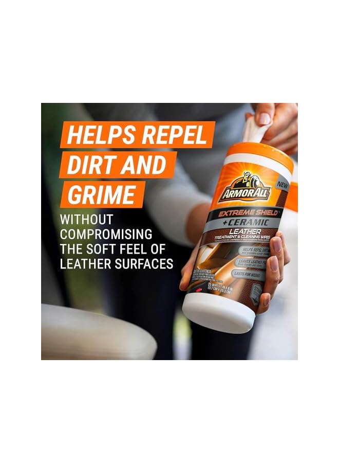 Armor All Leather Cleaner Wipes for Car Interior with UV Protection, Ceramic Leather and Extreme Protectant Wipes Bundle (50 Wipes Total) - Image 4