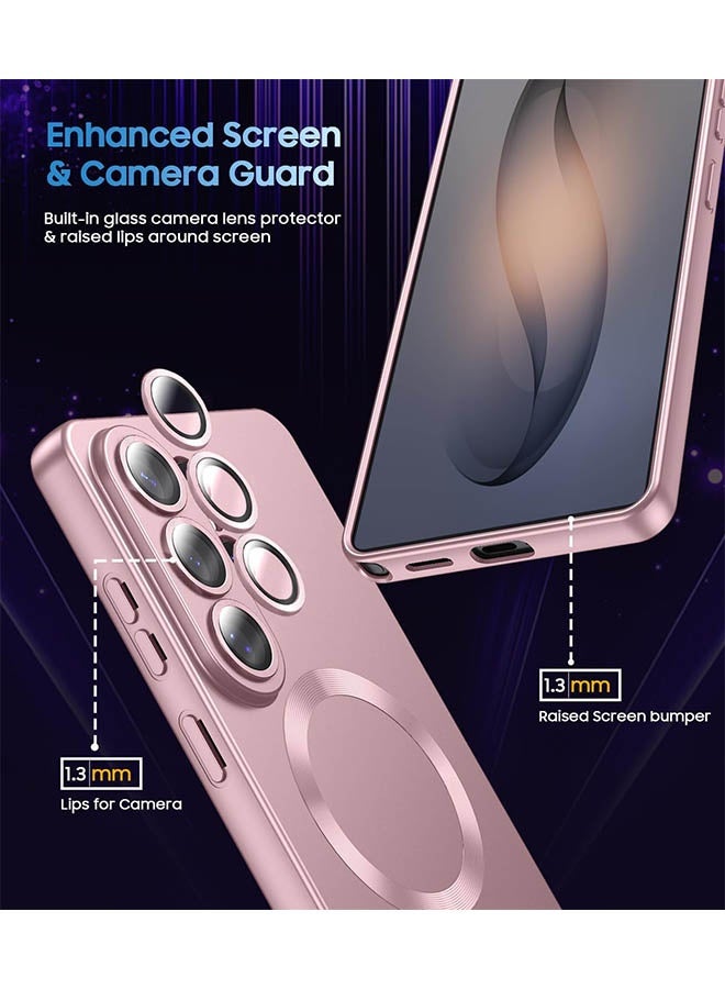 Magnetic Case for Samsung Galaxy S26 Ultra, [Strong Magnetic Compatibility][Reliable All-Round Protection][Glass Camera Lens Protector][Built-in Air Cushions][Premium Anti-Fingerprint Finish] Metallic Luster Coating Drop Protection Phone Case for Galaxy S26 Ultra 6.9 inch, Pink - Image 2